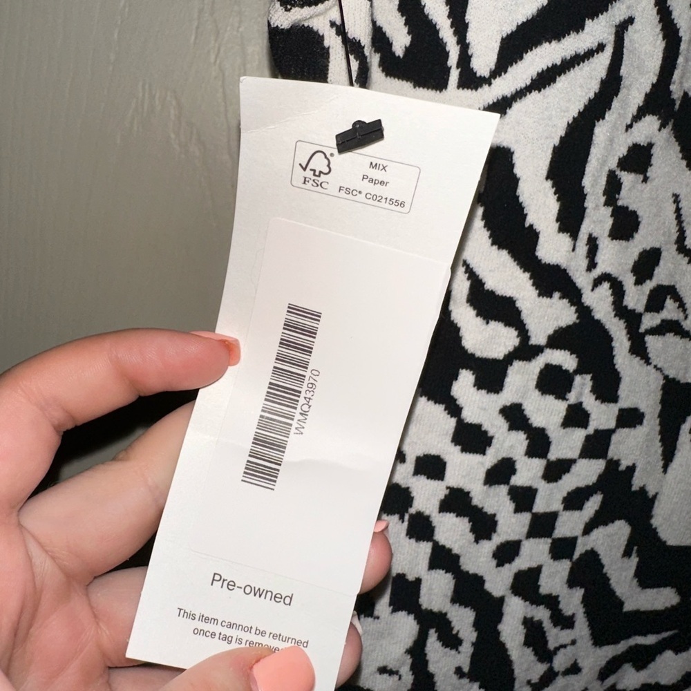 McQ Alexander McQueen Black and White animal print knit Mini Dress S - Picture 4 of 6